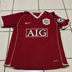 Nike Red and White Manchester United Men's Jersey Cristiano Ronaldo